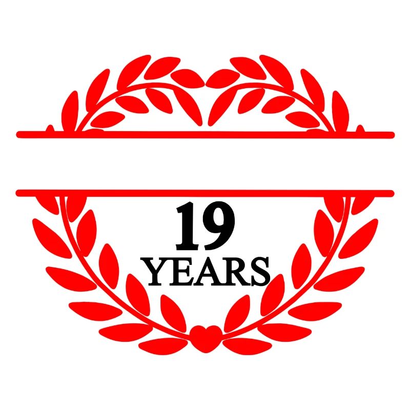 Name banner nineteen years, heart laurel wreath