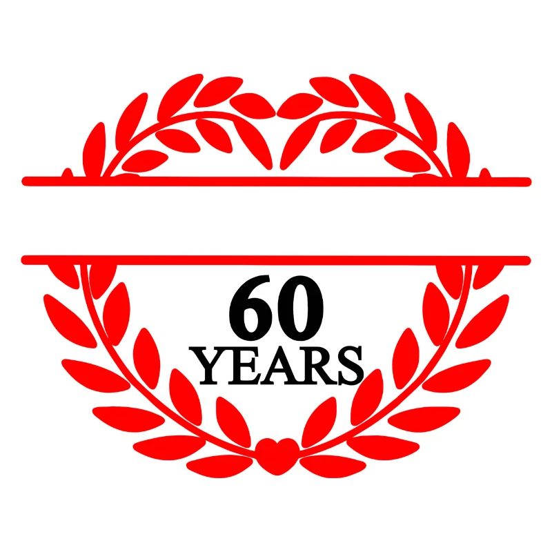 Name banner sixty years, heart laurel wreath