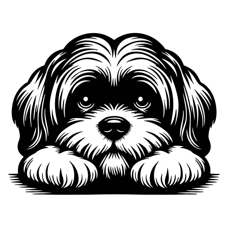 Lhasa Apso Kopf mit Pfoten