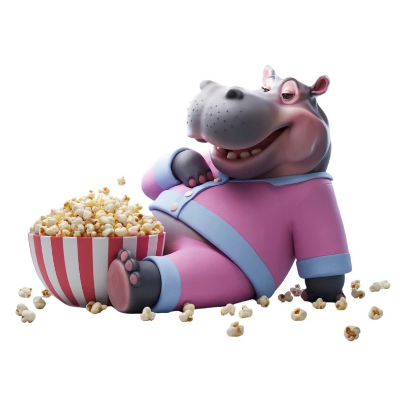Nilpferd mit Popcorn