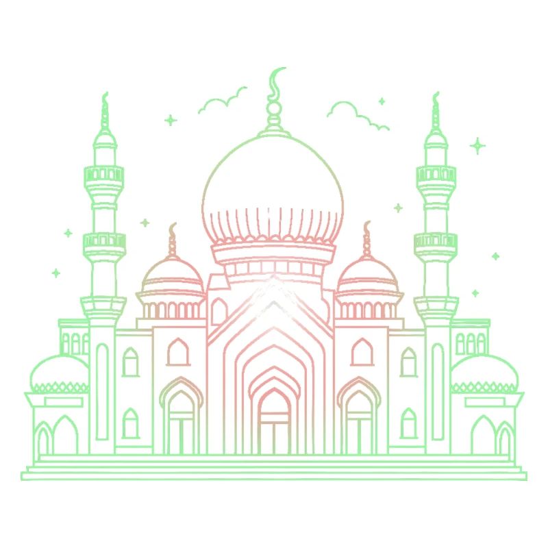 Moschee Stern Halbmond stilisiert grün oder schwarz