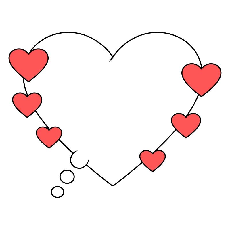 Bulle de pensée avec des cœurs