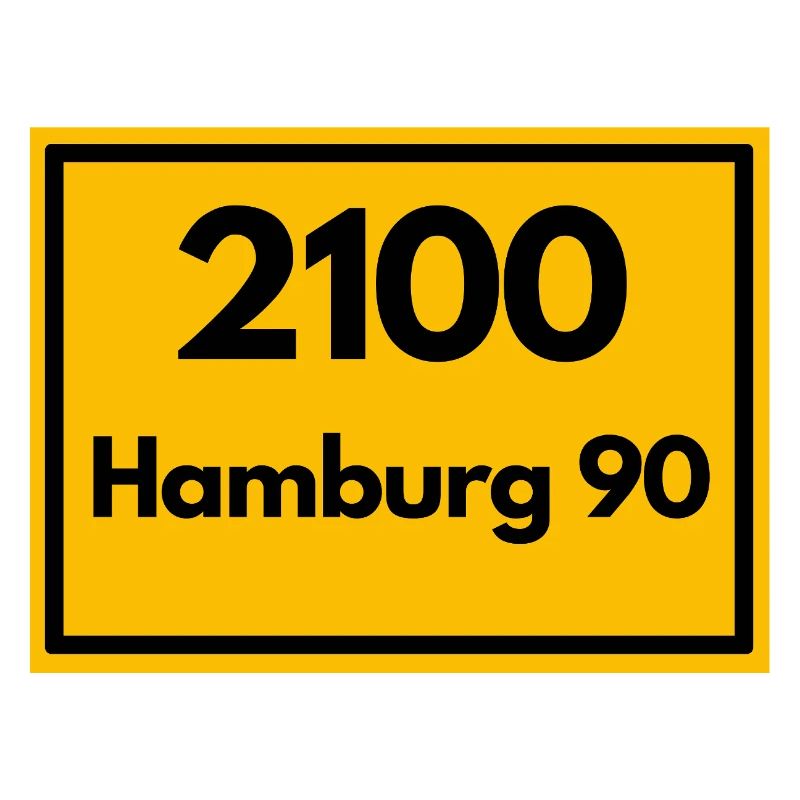 Panneau de lieu - puis rétro ancien code postal 2100 HAMBOURG 90