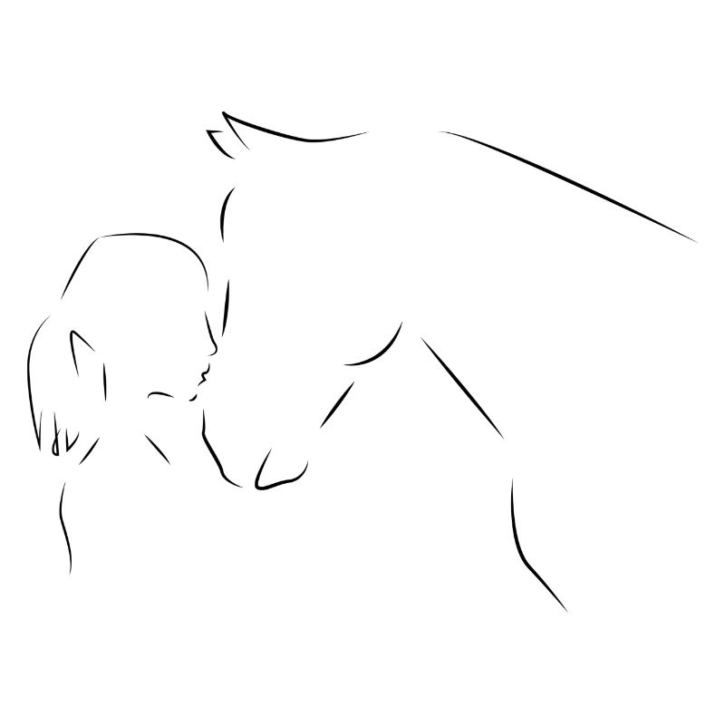 Fille avec cheval dans les lignes