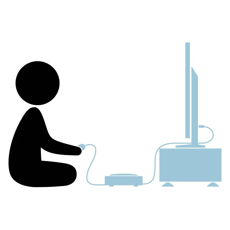 A boy plays with his games console