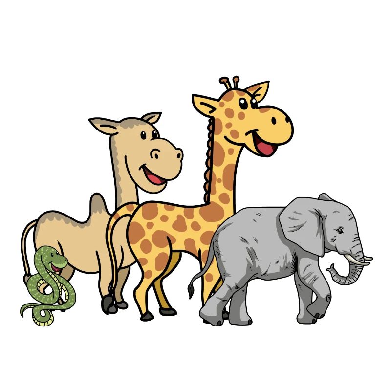 Afrika Wildtiere Elefant Giraffe Kamel Schlange