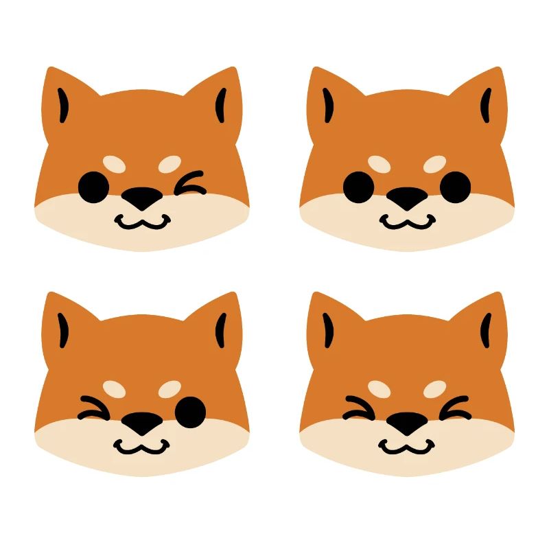 Vier rote Shibas