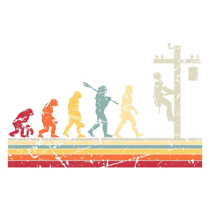 Electrician Human Evolution Vintage Lineman