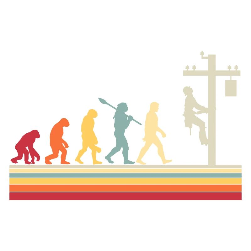 Electrician Human Evolution Vintage Lineman