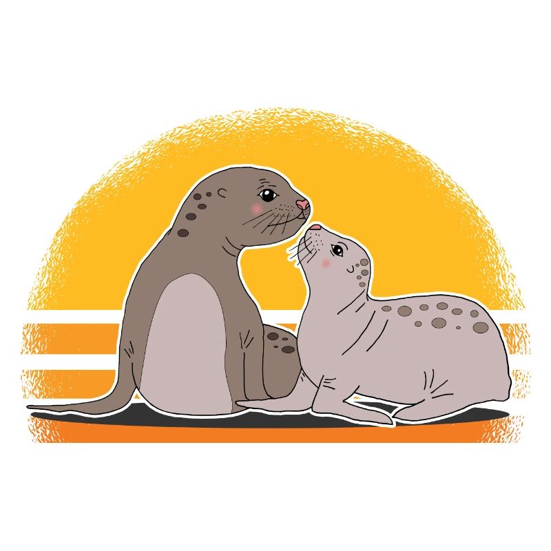 Sceau avec bébé mignon phoques cadeau