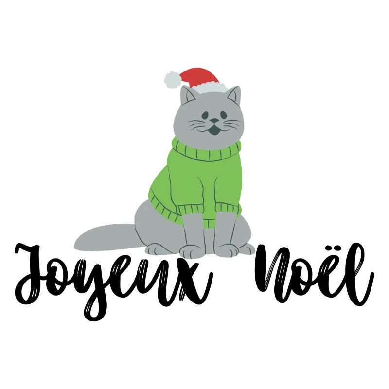 Pull et tee-shirt « Joyeux Noël » avec chat