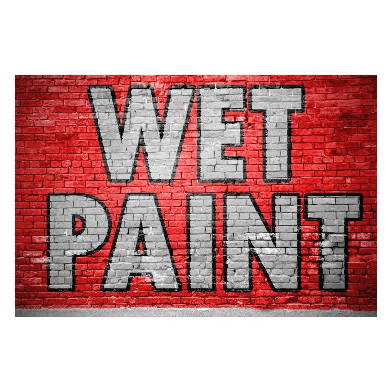Wet Paint Brick Wall Graffiti