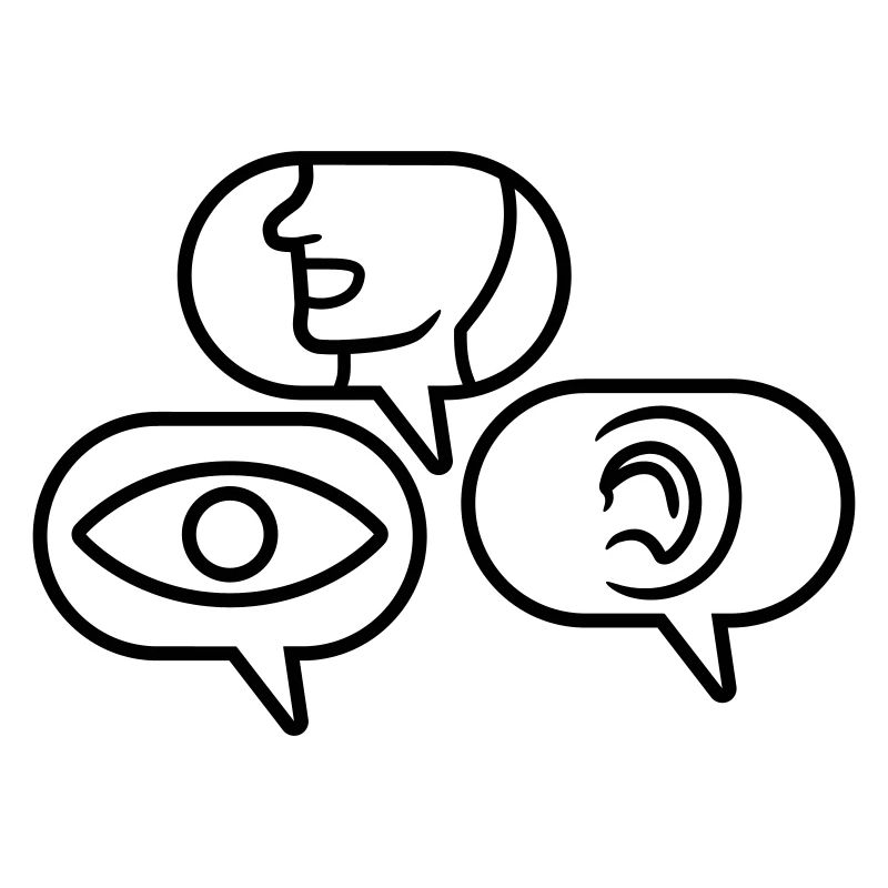 Speech bubbles See Hear Speak