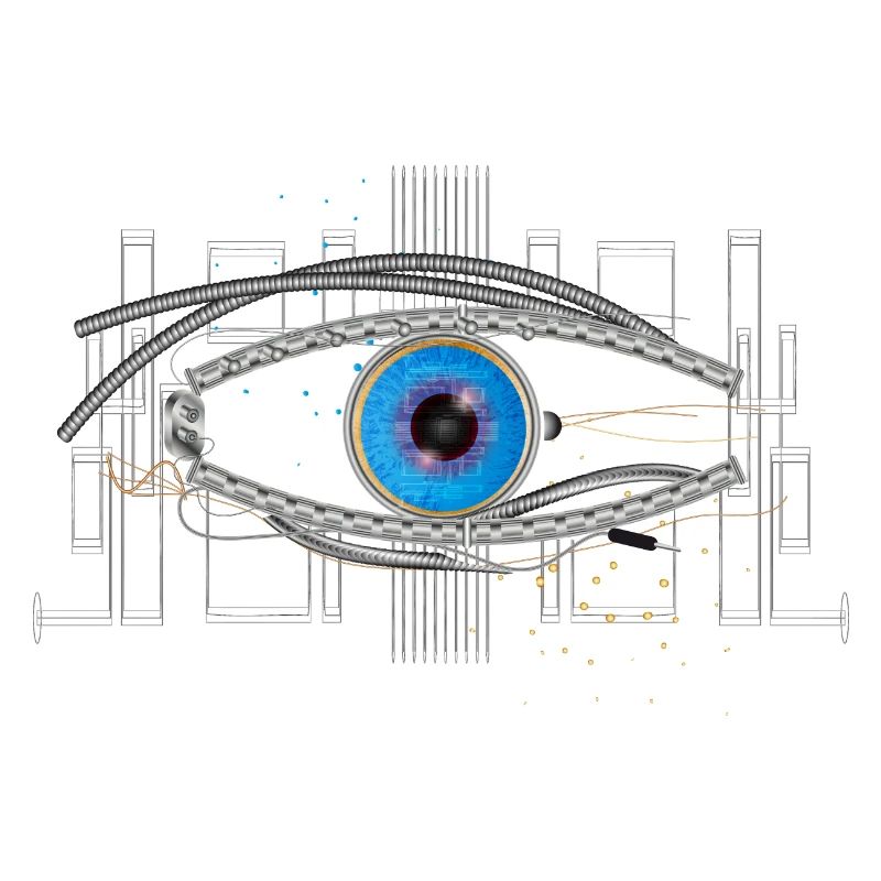 cooles blaues Cyborg oder Roboter Auge