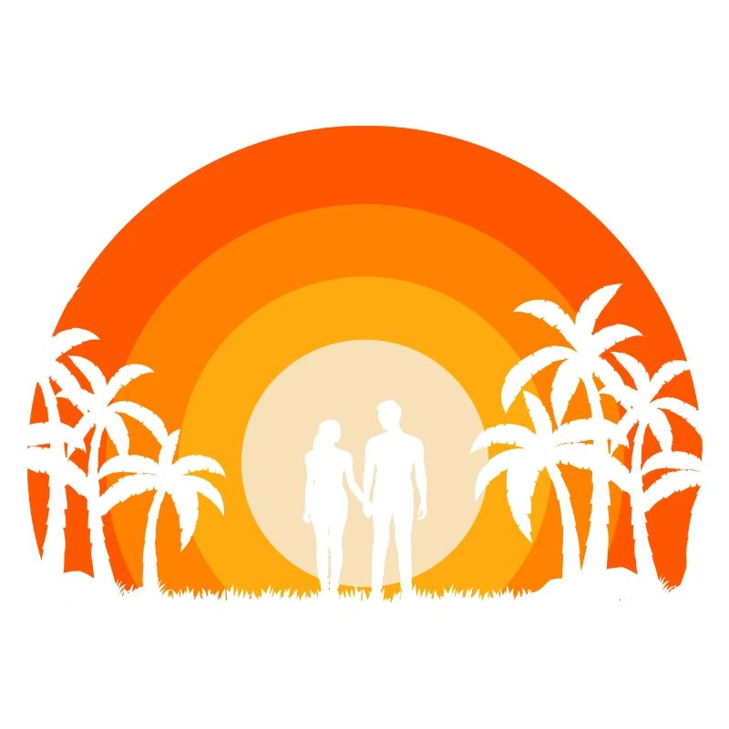 Summer Sunset Palm Tree Beach Ocean Paradise Love
