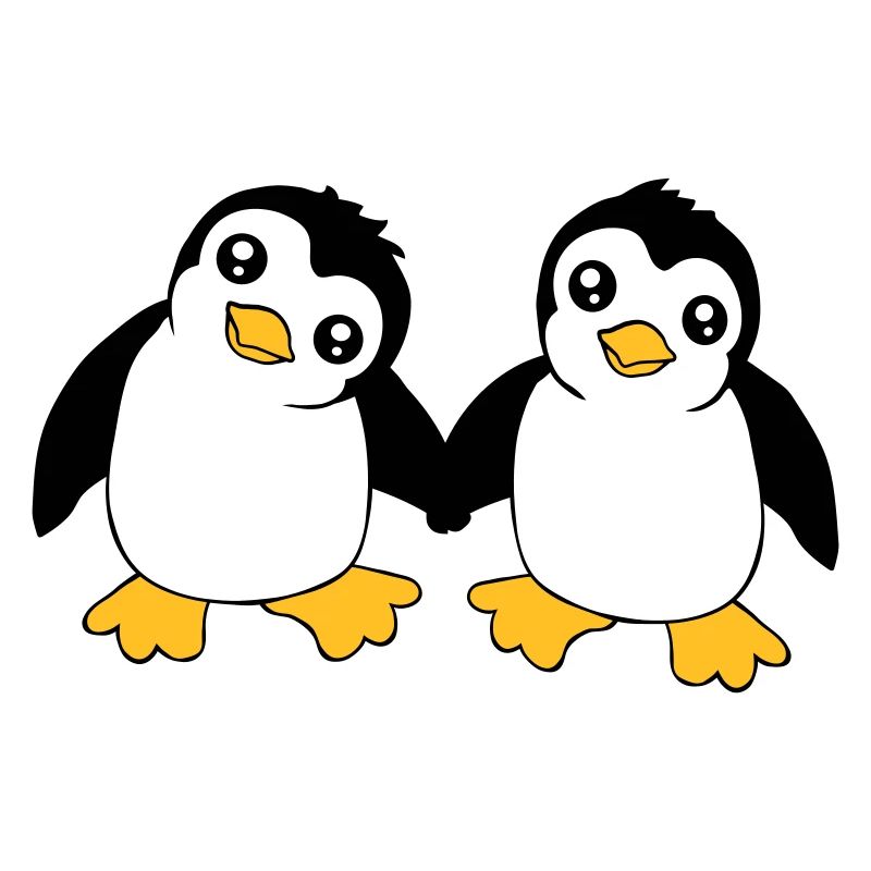 2 mignons petits pingouins drôles amis aiment l’équipe