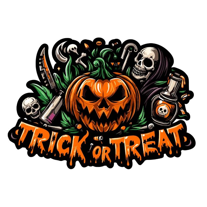 Süßes oder Saures Halloween Kürbis Horror Gesicht