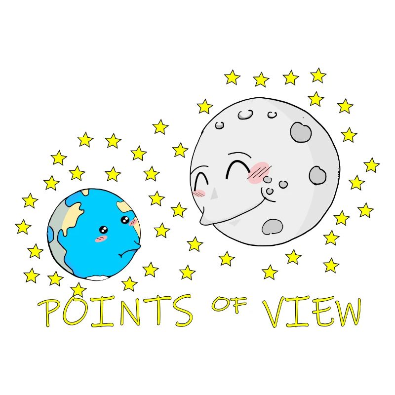 Conception mignonne de points de vue positifs de la lune et de la terre