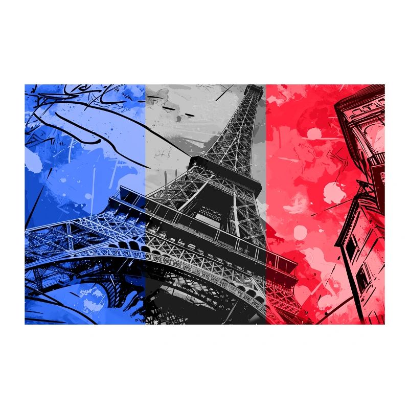 Paris Skyline Tour Eiffel France Drapeau Drapeau