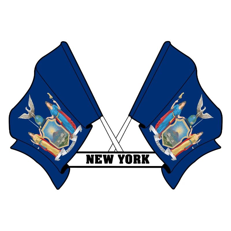 Deux drapeaux texte NEW YORK