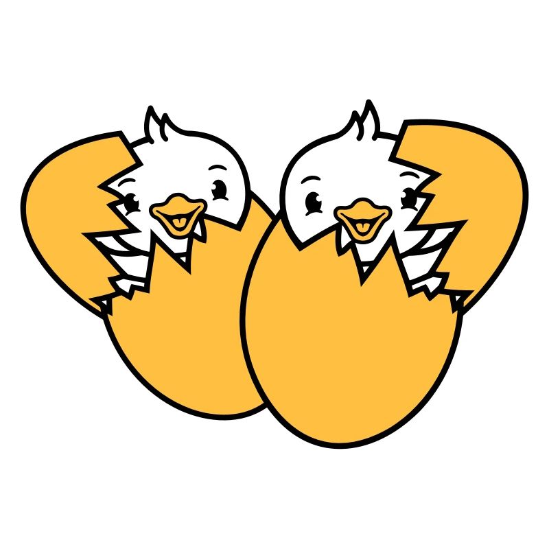 2 oiseaux Deux poussins Oeuf Éclosion Coquille d’oeuf Born
