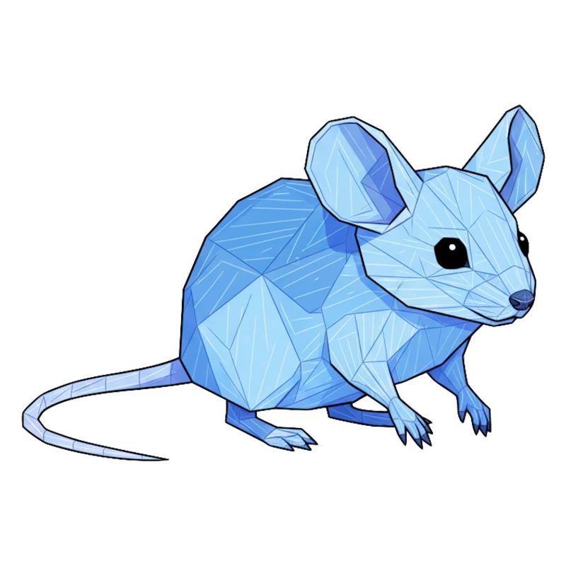 Blauer Low-Poly Maus