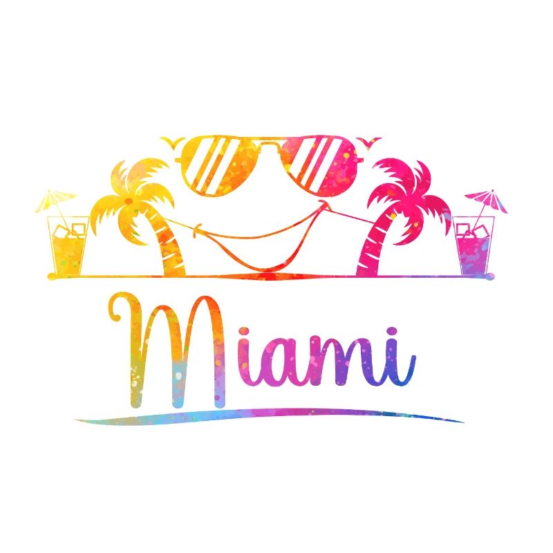 Miami Beach Palm Rainbow Design