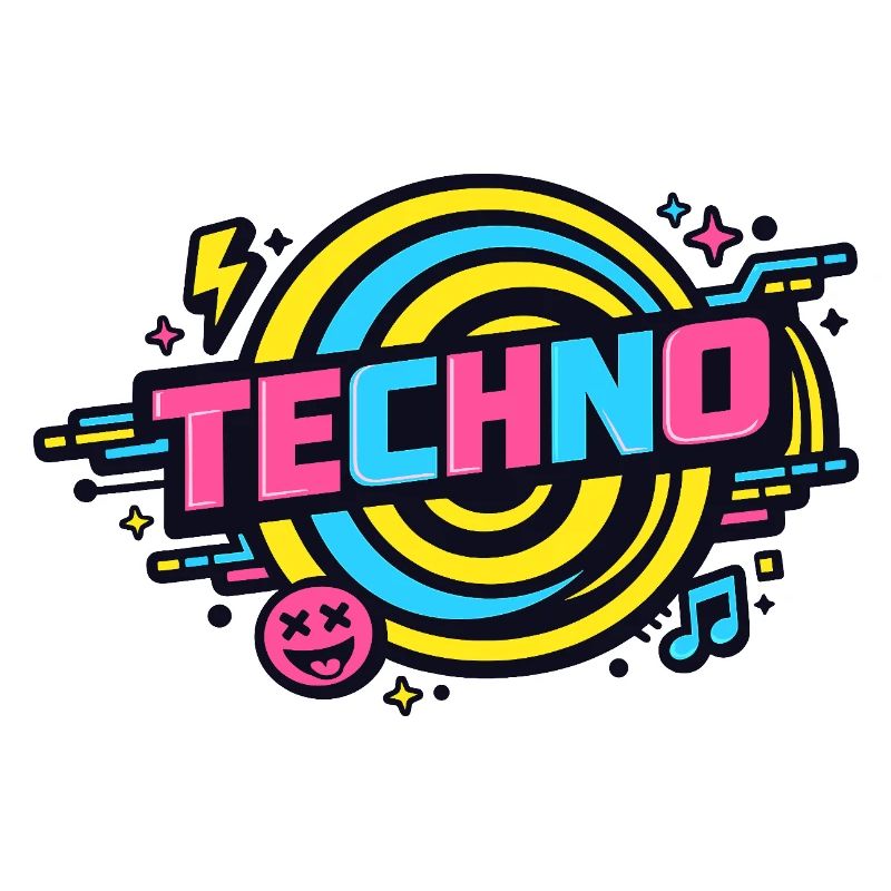 Techno Neon Retro Circle