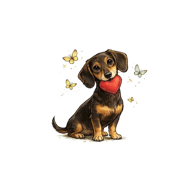 Dackel Herzhundchen mit Schmetterlingen