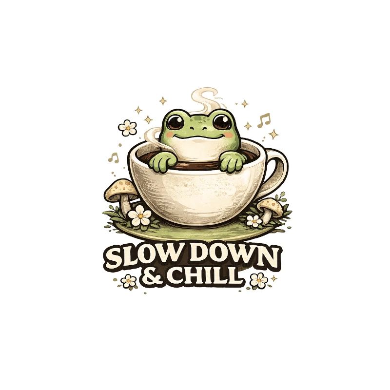 Slow Down & Chill – Cute Frog Coffee Aesthetic 