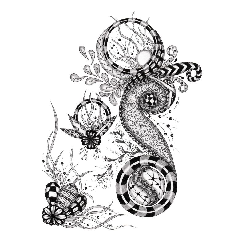 Floral Tangle Drawing
