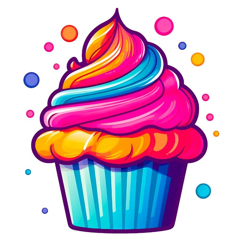 Regenbogen Cupcake mit Blasen