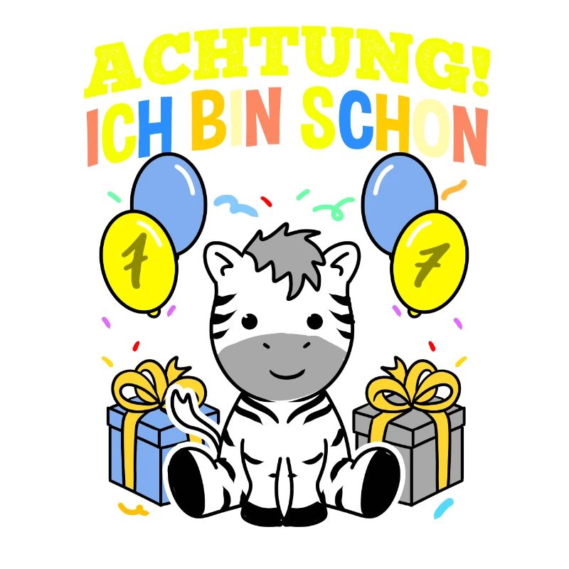 Achtung Ich Bin Schon 7 Geburtstag Zebra