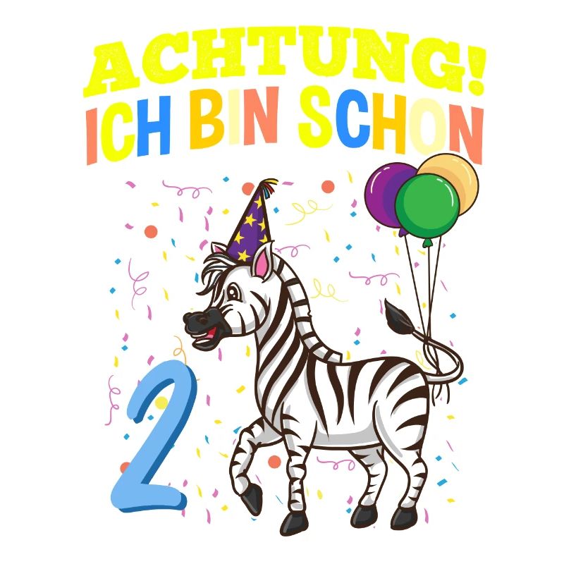 Achtung Ich Bin Schon 2 Tier Geburtstag Zebra