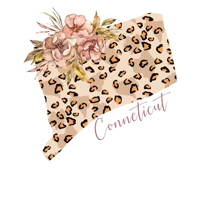 Leopard Print Map State Cenneticut