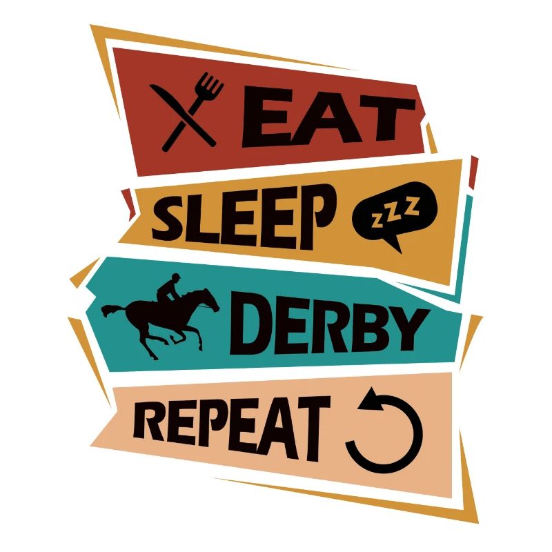 Manger Dormir Chevaux de course Répéter Cavalier Cheval