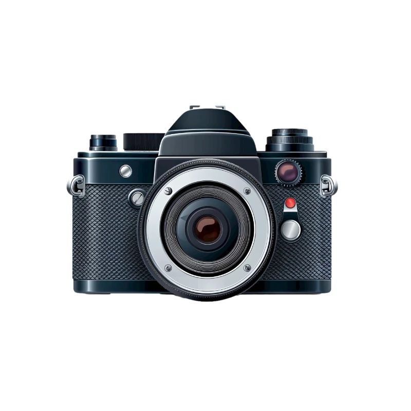 Digital camera with flash in a 2d illustration