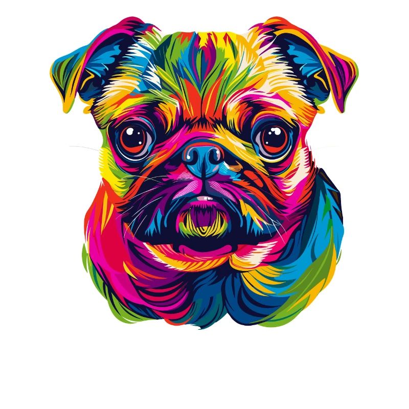 Mops Hund Bunte Farben Pop Art Regenbogen Carlino