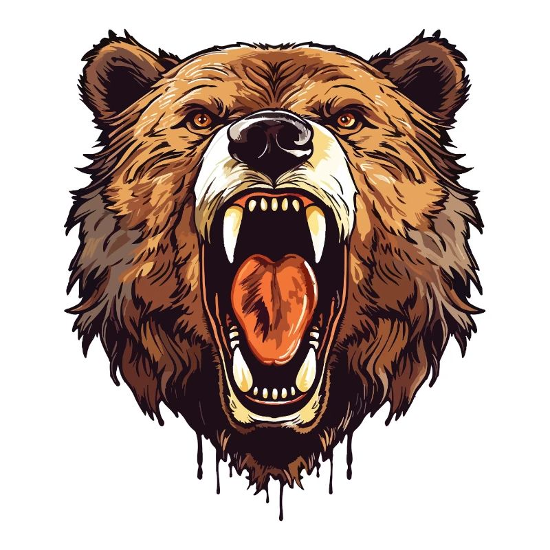 Grizzly Bear Roaring Bear Head Nature Wilderness Forest