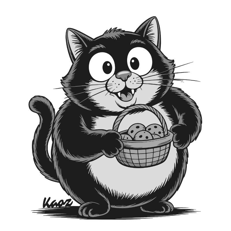 Fat cat with biscuit snacks
