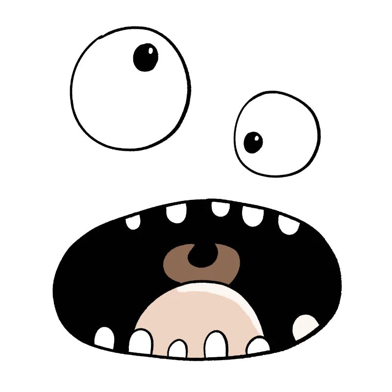 Visage de monstre drôle de bande dessinée