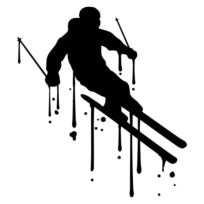 graffiti drops ski ride down mountain winter