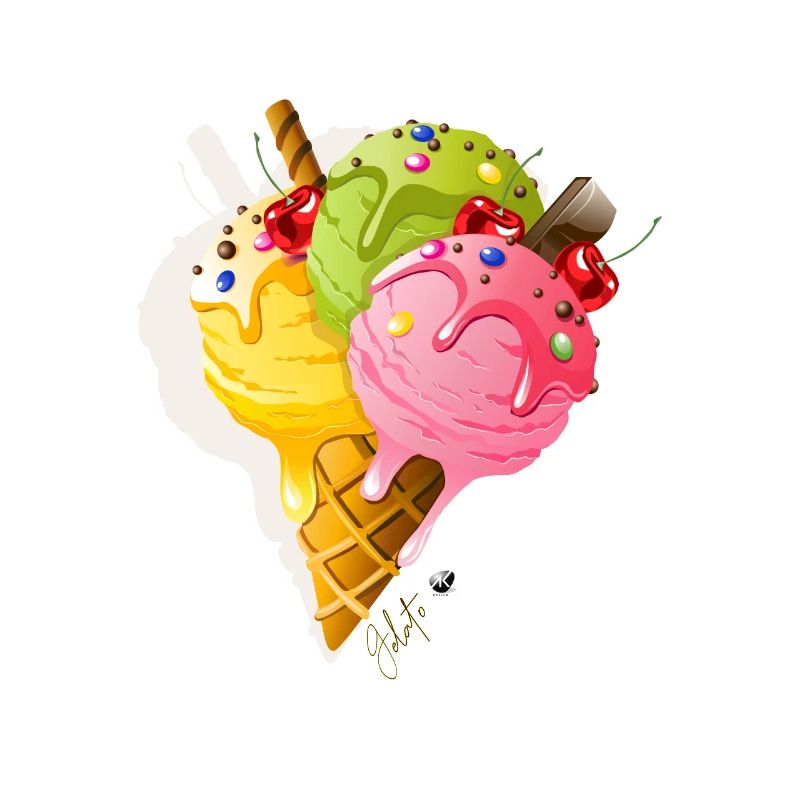 Crème glacée multicolore dans la gaufre de Cornet figure