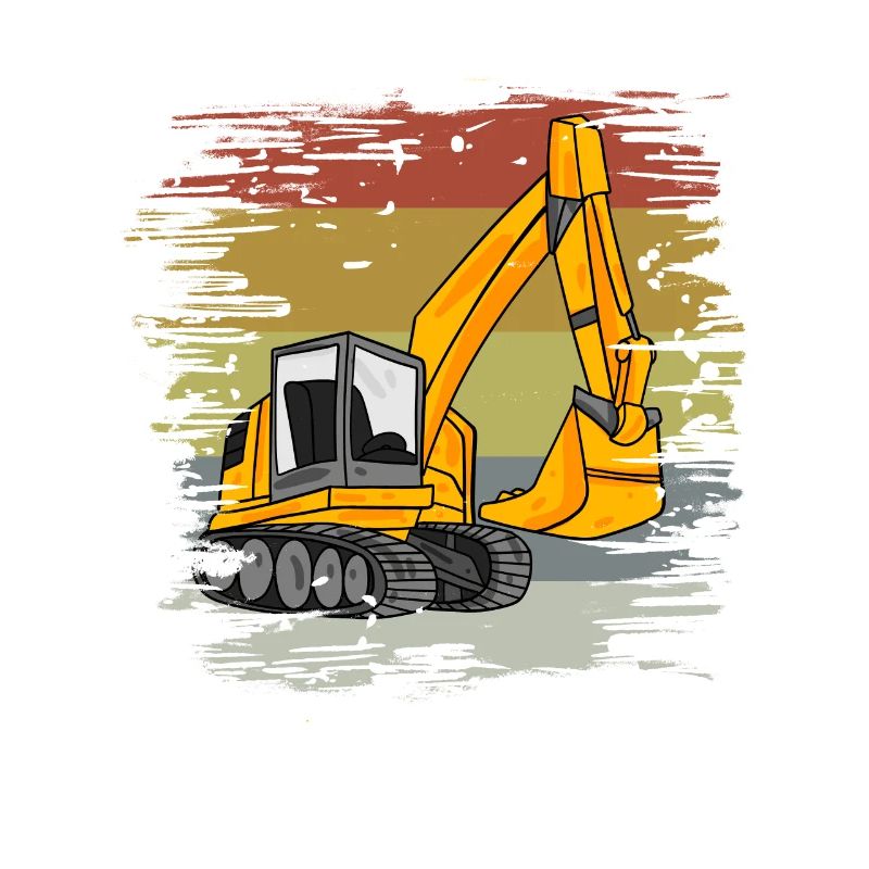 Excavator Construction Site Retro