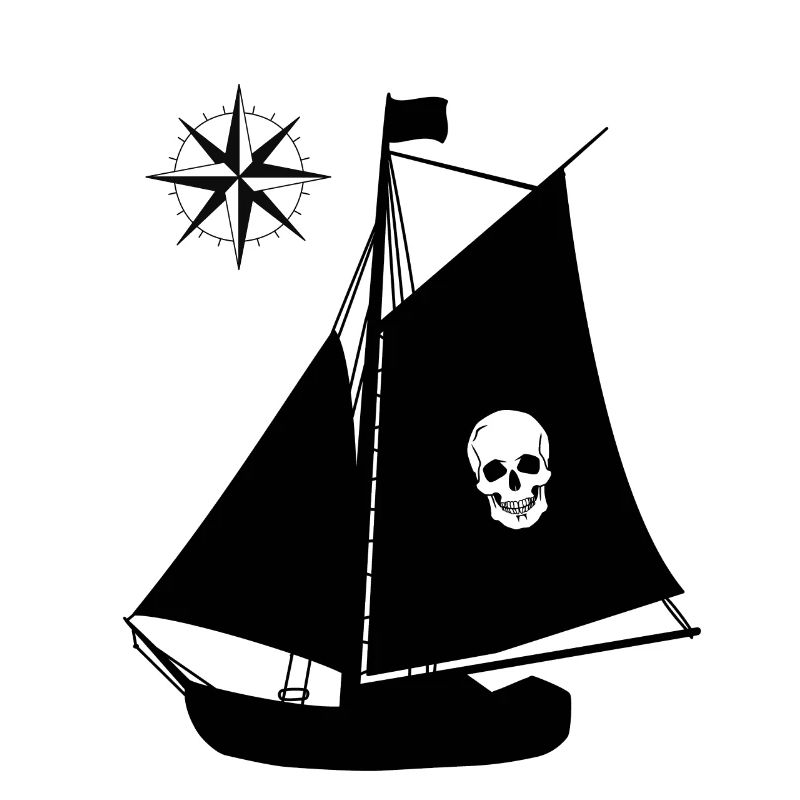 Pirate Ship Skull Compass Windrose Pirates
