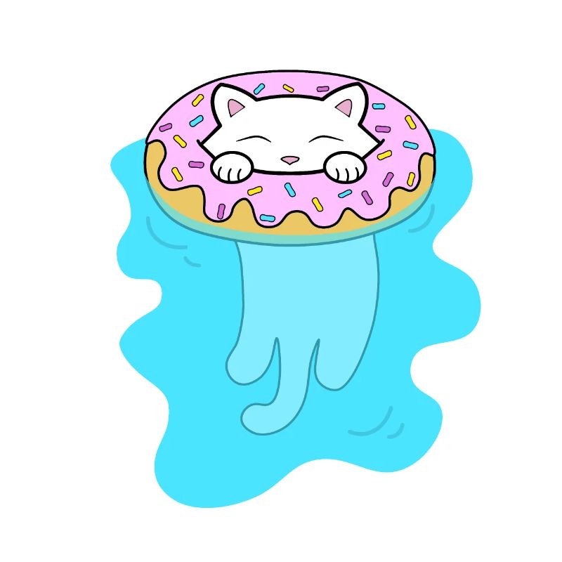 Mignon chaton blanc nageant dans une piscine
