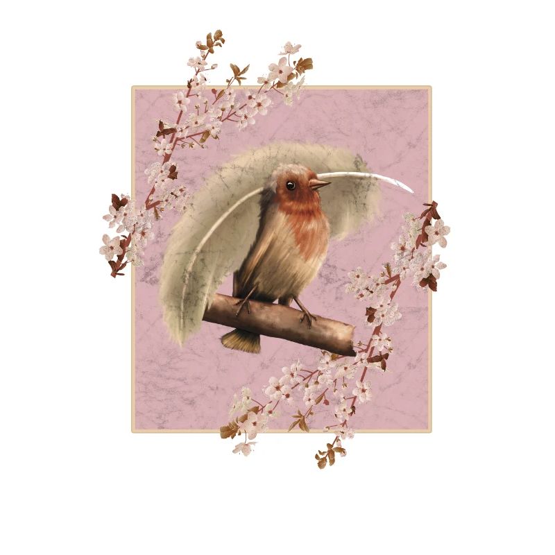 Oiseau de fleurs de cerisier du Japon