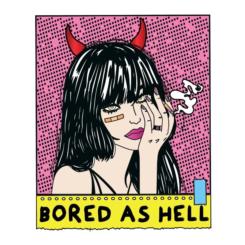 POP-ART Bored As Hell ARTWORK, Devil Frau 80s