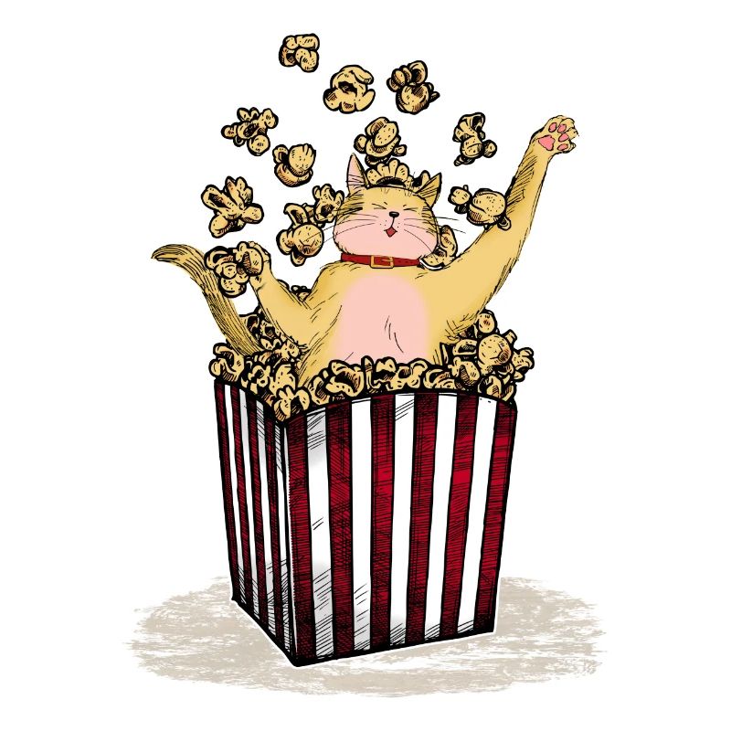 Chat baigne dans pop-corn chat fun design mastic pour enfants