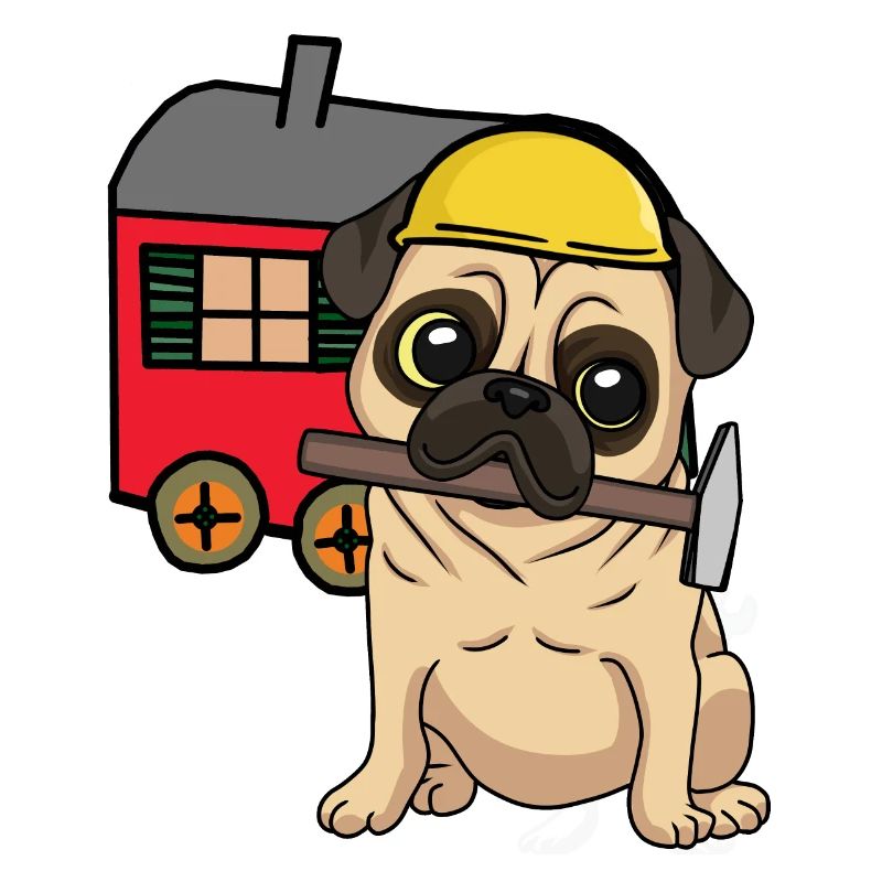 Construction Site Craftsman Dog Pug Construction Trailer Craft